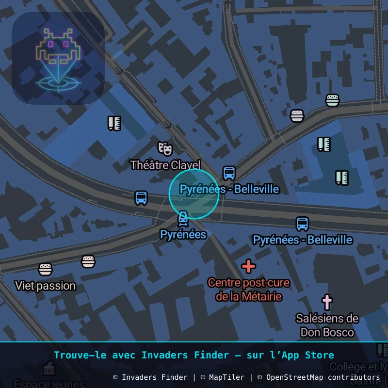 Zone approximative de l'invader PA_489, dans le quartier 19e arrondissement de Paris à Paris. Emplacement exact disponible dans l'app Invaders Finder.