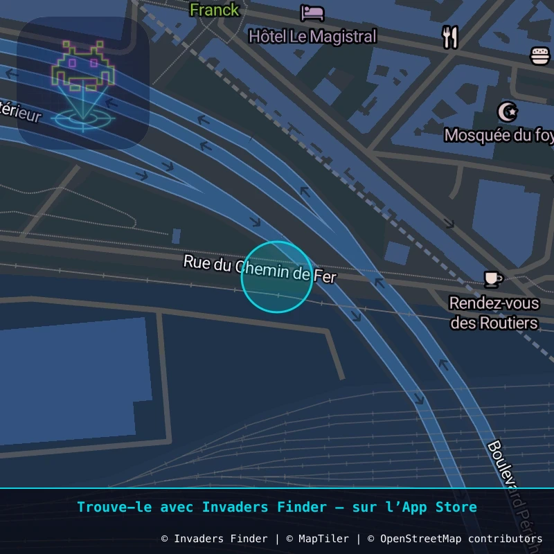 Zone approximative de l'invader PA_490, dans le quartier 19e arrondissement de Paris à Paris. Emplacement exact disponible dans l'app Invaders Finder.