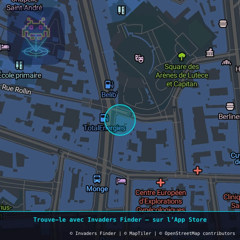 Zone approximative de l'invader PA_495, dans le quartier 5e arrondissement de Paris à Paris. Emplacement exact disponible dans l'app Invaders Finder.