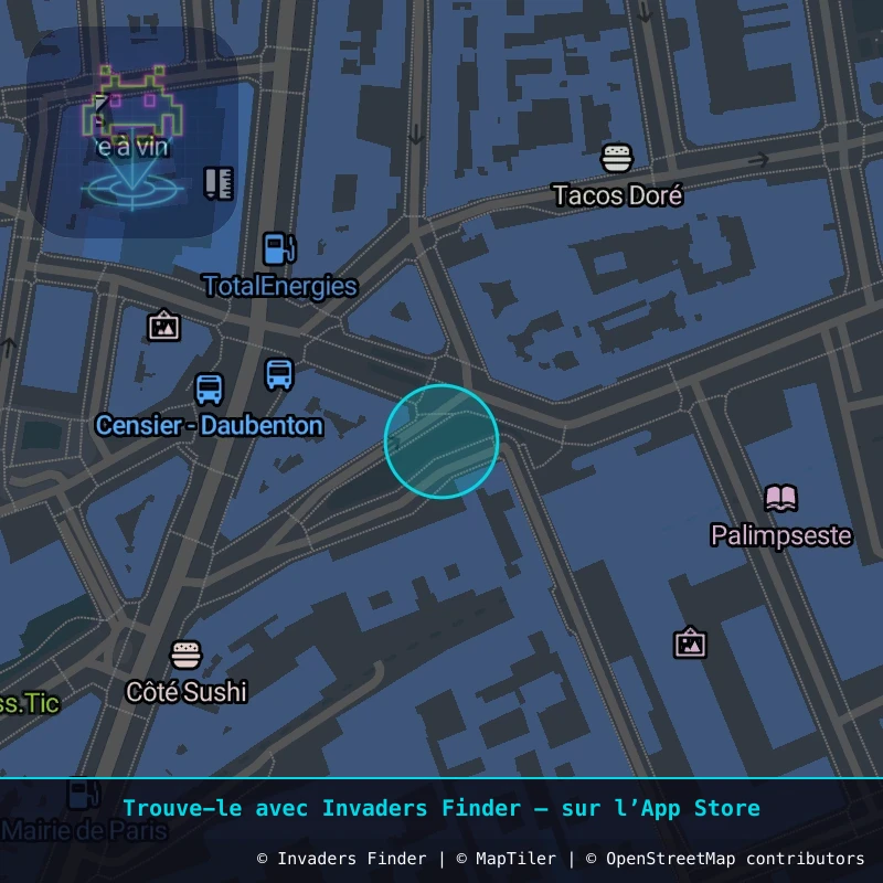 Zone approximative de l'invader PA_502, dans le quartier 5e arrondissement de Paris à Paris. Emplacement exact disponible dans l'app Invaders Finder.