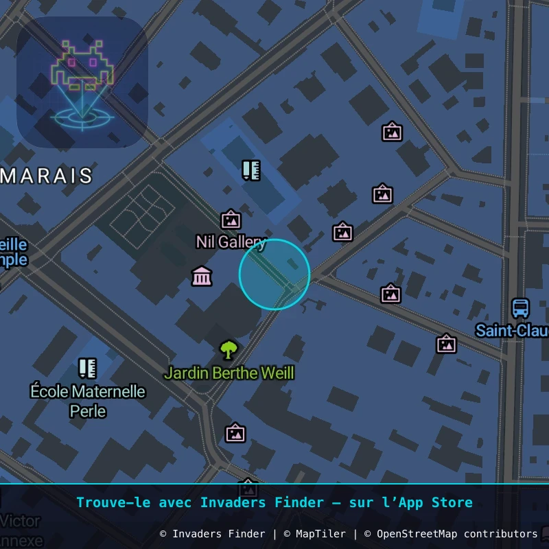 Zone approximative de l'invader PA_505, dans le quartier 3e arrondissement de Paris à Paris. Emplacement exact disponible dans l'app Invaders Finder.