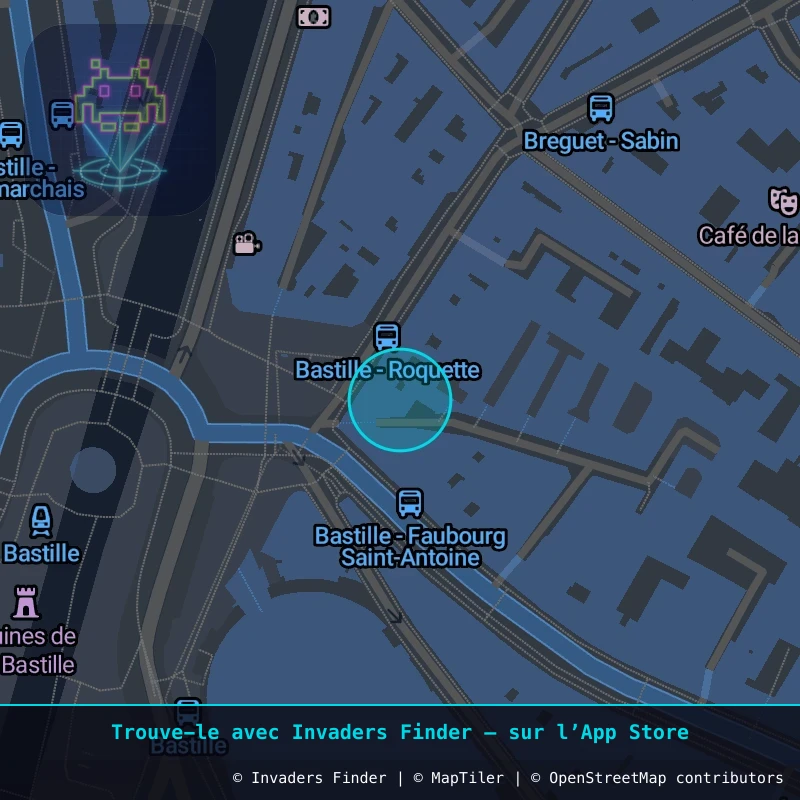 Zone approximative de l'invader PA_510, dans le quartier 11e arrondissement de Paris à Paris. Emplacement exact disponible dans l'app Invaders Finder.