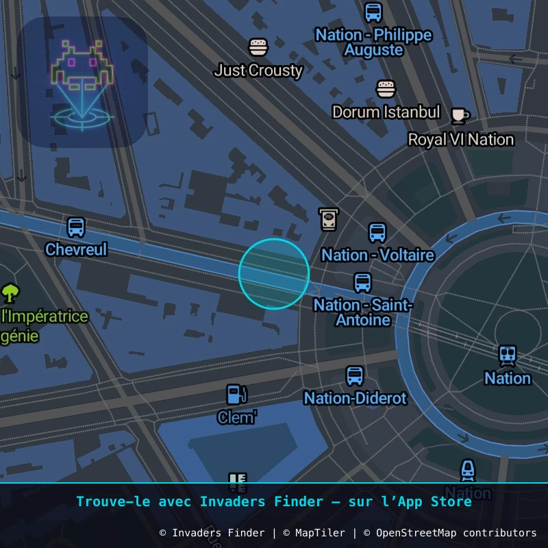 Zone approximative de l'invader PA_515, dans le quartier 12e arrondissement de Paris à Paris. Emplacement exact disponible dans l'app Invaders Finder.