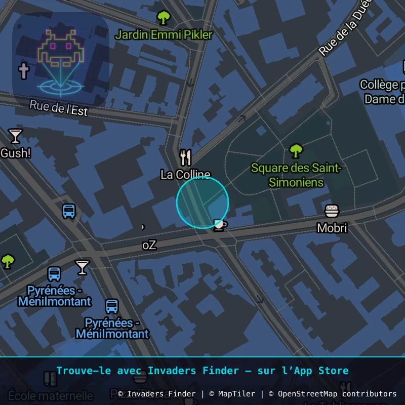 Zone approximative de l'invader PA_516, dans le quartier 20e arrondissement de Paris à Paris. Emplacement exact disponible dans l'app Invaders Finder.