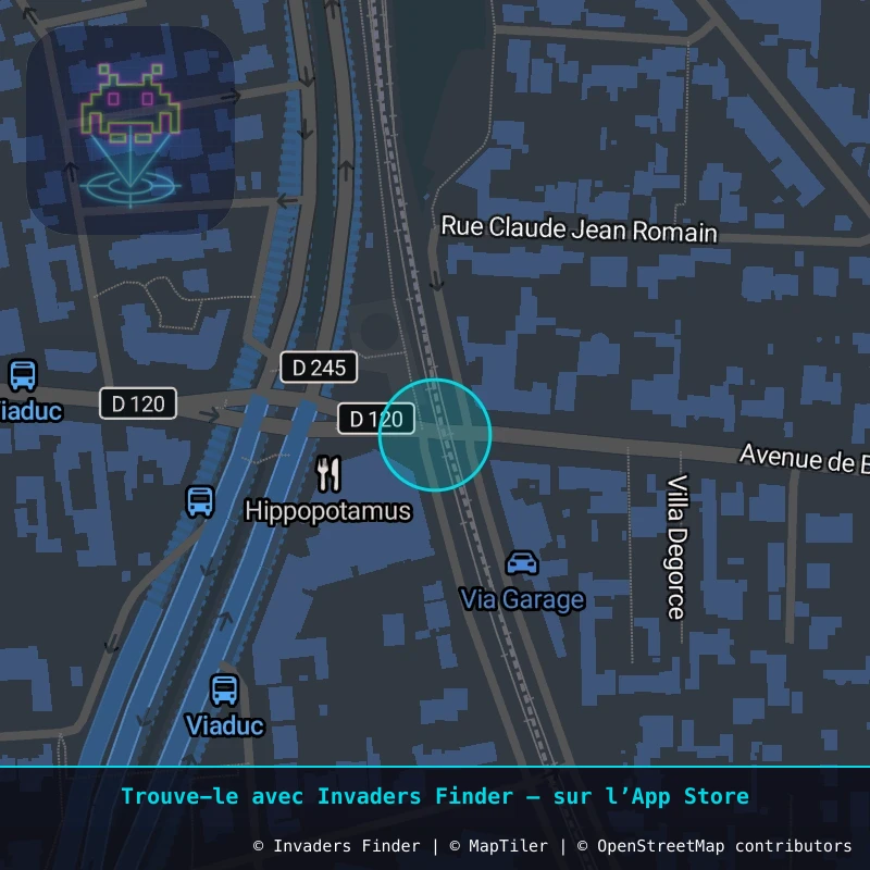 Zone approximative de l'invader PA_520, dans le quartier Paris métropolitain (PA94) à Paris. Emplacement exact disponible dans l'app Invaders Finder.