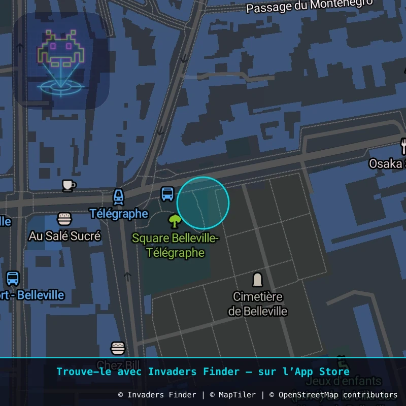 Zone approximative de l'invader PA_521, dans le quartier 20e arrondissement de Paris à Paris. Emplacement exact disponible dans l'app Invaders Finder.