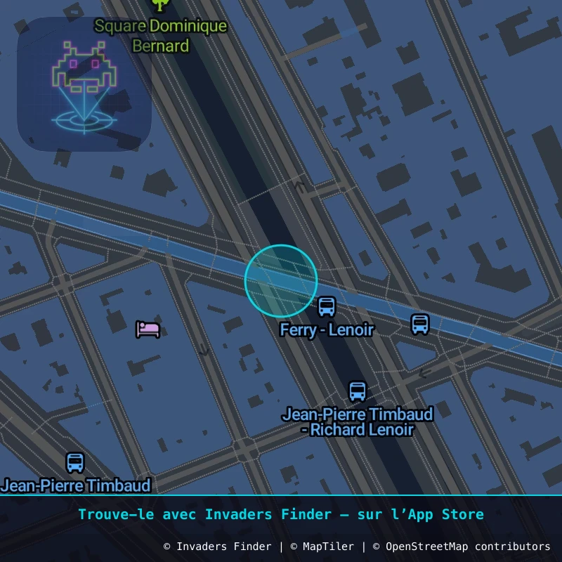 Zone approximative de l'invader PA_522, dans le quartier 11e arrondissement de Paris à Paris. Emplacement exact disponible dans l'app Invaders Finder.