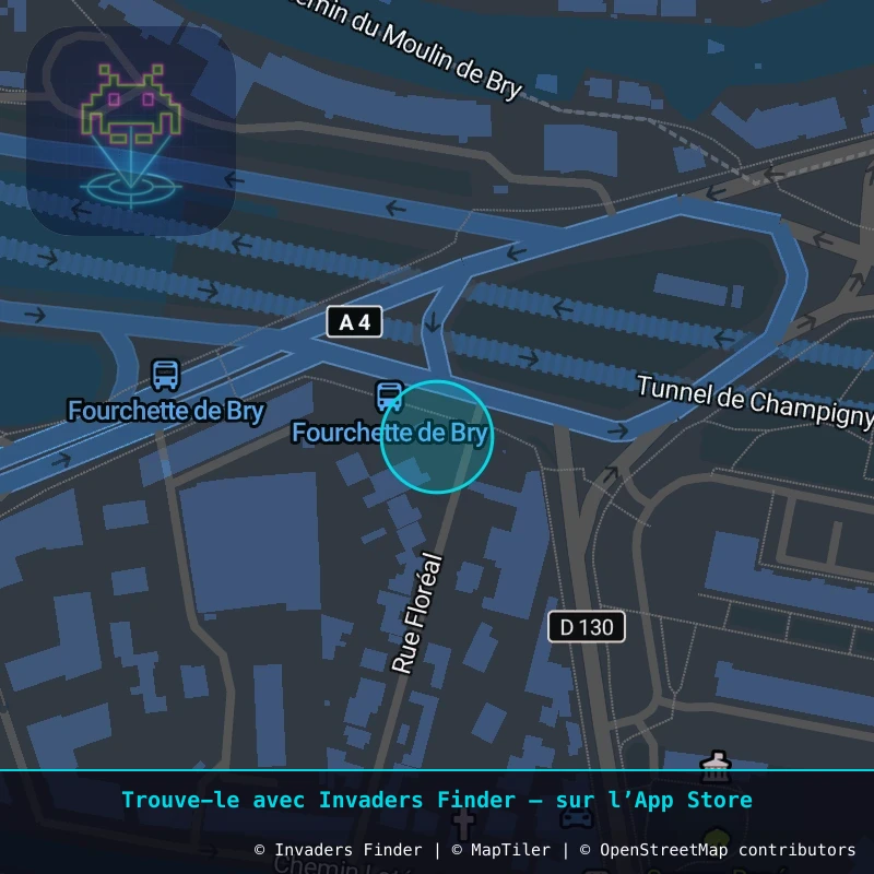 Zone approximative de l'invader PA_524, dans le quartier Paris métropolitain (PA94) à Paris. Emplacement exact disponible dans l'app Invaders Finder.