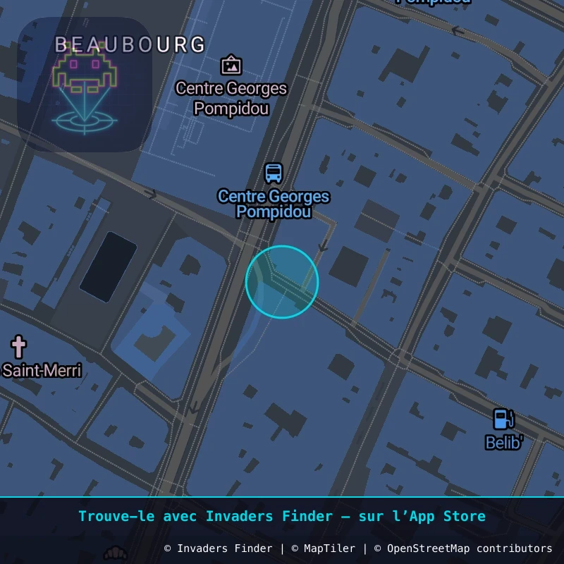 Zone approximative de l'invader PA_525, dans le quartier 4e arrondissement de Paris à Paris. Emplacement exact disponible dans l'app Invaders Finder.