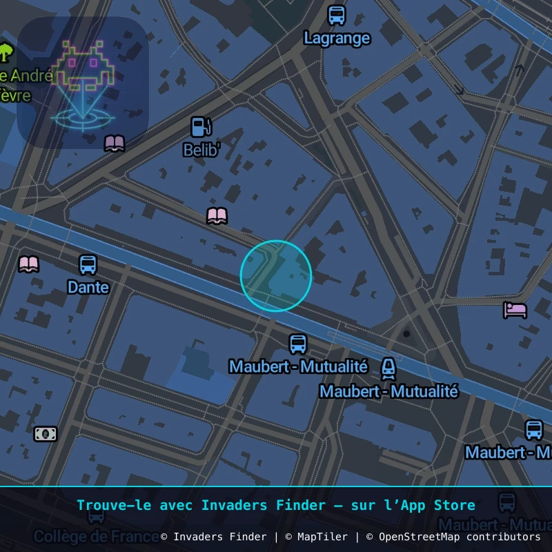 Zone approximative de l'invader PA_528, dans le quartier 5e arrondissement de Paris à Paris. Emplacement exact disponible dans l'app Invaders Finder.