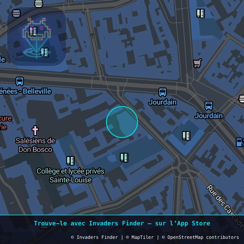 Zone approximative de l'invader PA_530, dans le quartier 20e arrondissement de Paris à Paris. Emplacement exact disponible dans l'app Invaders Finder.