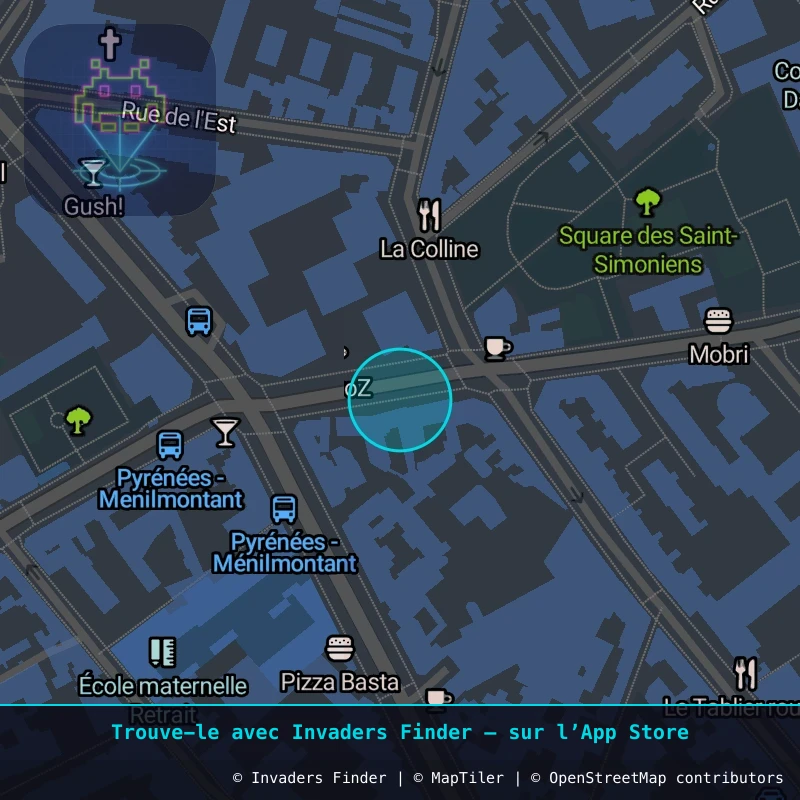 Zone approximative de l'invader PA_531, dans le quartier 20e arrondissement de Paris à Paris. Emplacement exact disponible dans l'app Invaders Finder.