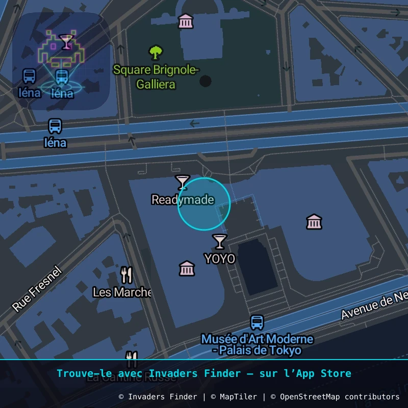 Zone approximative de l'invader PA_534, dans le quartier 16e arrondissement de Paris à Paris. Emplacement exact disponible dans l'app Invaders Finder.