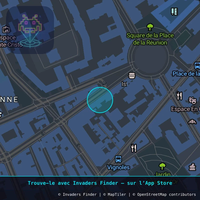 Zone approximative de l'invader PA_535, dans le quartier 20e arrondissement de Paris à Paris. Emplacement exact disponible dans l'app Invaders Finder.