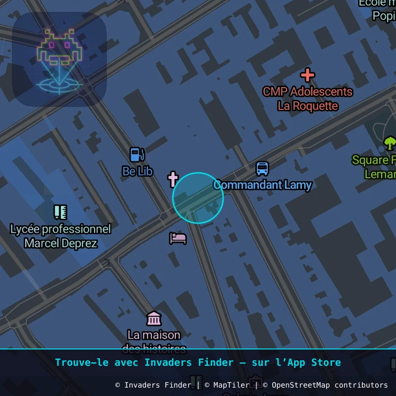 Zone approximative de l'invader PA_541, dans le quartier 11e arrondissement de Paris à Paris. Emplacement exact disponible dans l'app Invaders Finder.