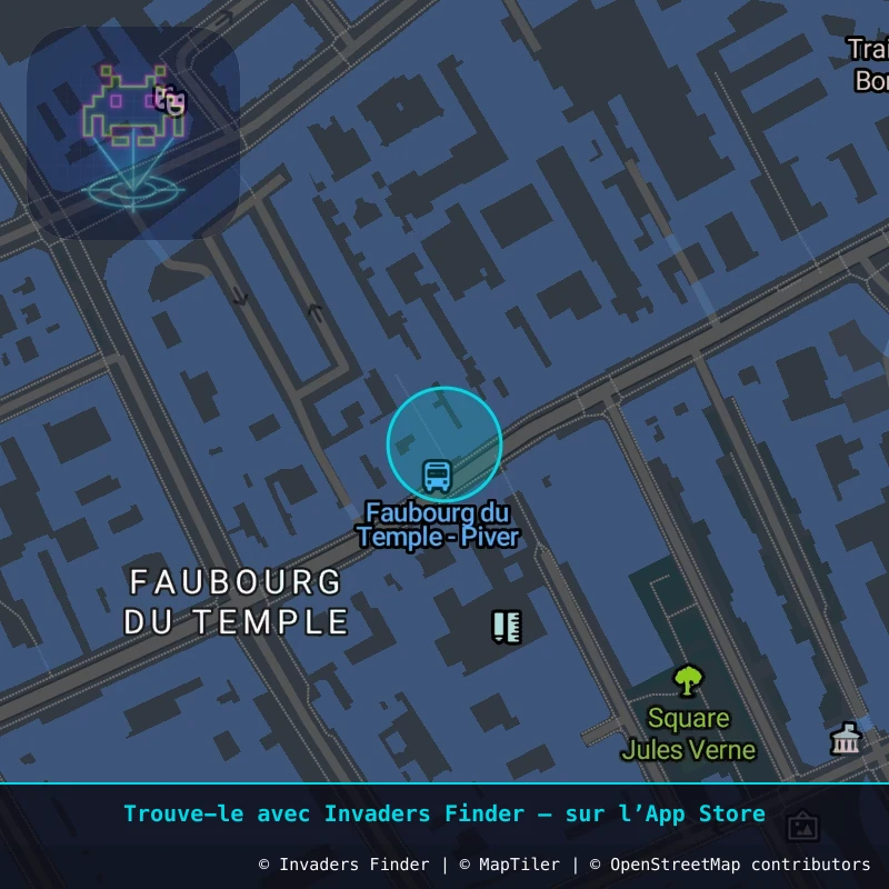 Zone approximative de l'invader PA_548, dans le quartier 10e arrondissement de Paris à Paris. Emplacement exact disponible dans l'app Invaders Finder.