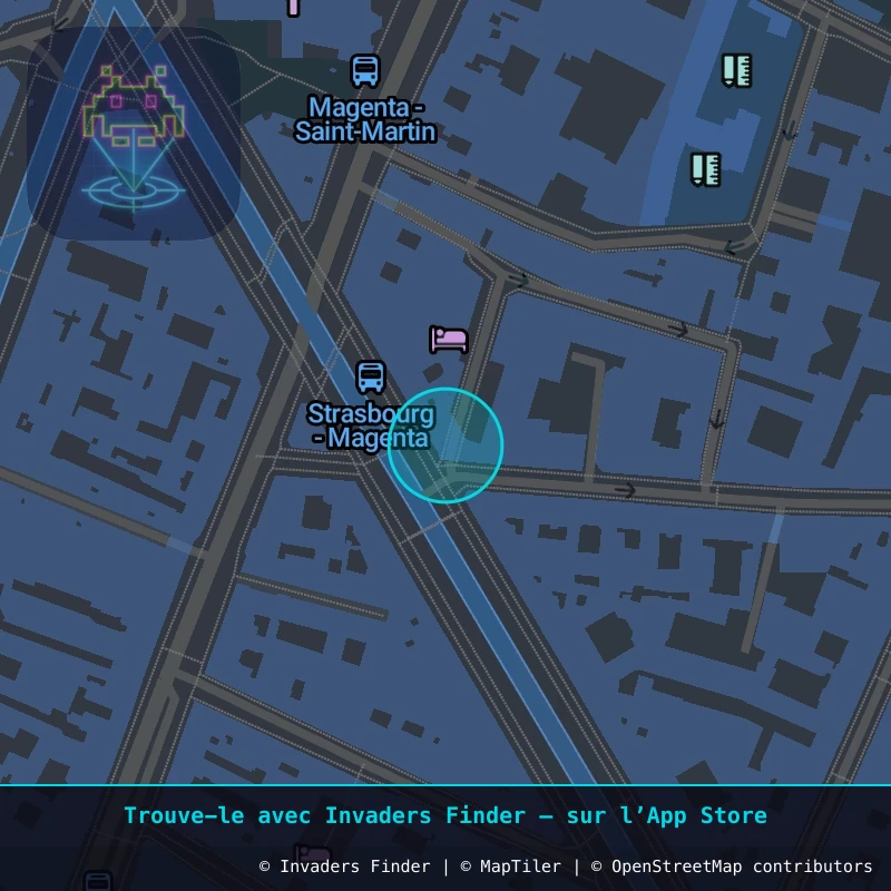 Zone approximative de l'invader PA_549, dans le quartier 10e arrondissement de Paris à Paris. Emplacement exact disponible dans l'app Invaders Finder.