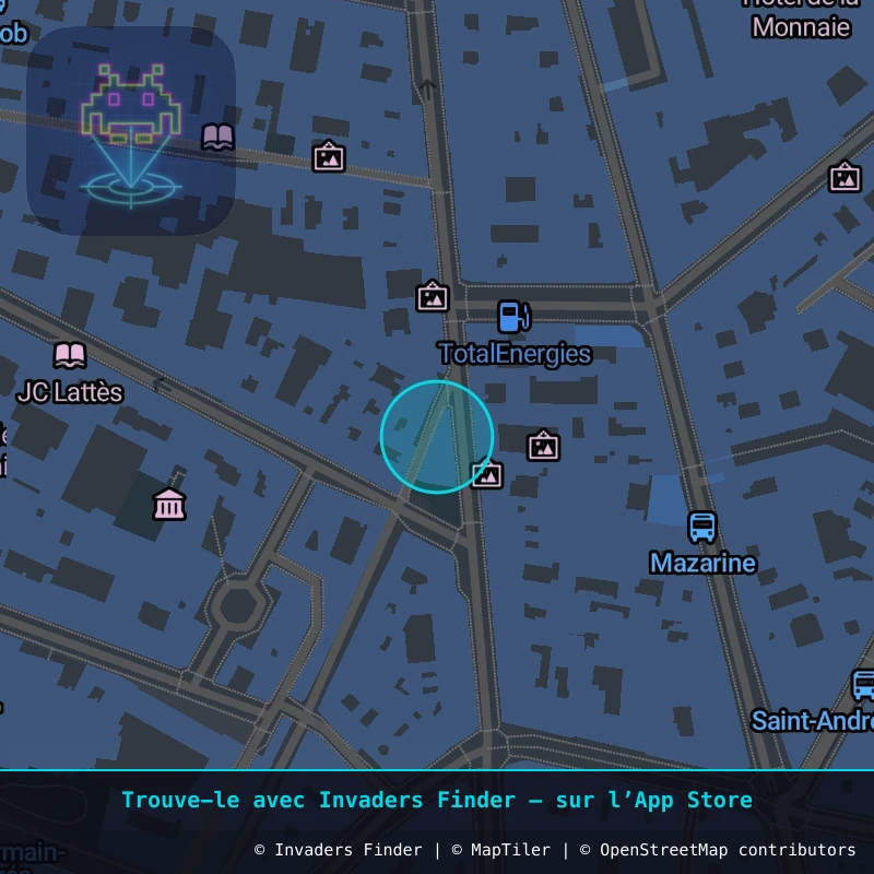Zone approximative de l'invader PA_550, dans le quartier 6e arrondissement de Paris à Paris. Emplacement exact disponible dans l'app Invaders Finder.