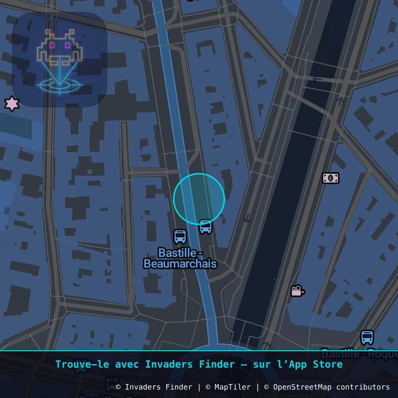 Zone approximative de l'invader PA_555, dans le quartier 4e arrondissement de Paris à Paris. Emplacement exact disponible dans l'app Invaders Finder.
