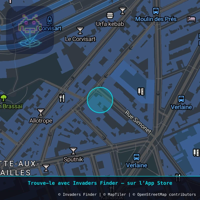 Zone approximative de l'invader PA_56, dans le quartier 13e arrondissement de Paris à Paris. Emplacement exact disponible dans l'app Invaders Finder.