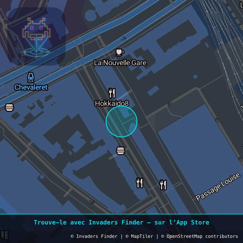 Approximate area of invader PA_57, in the 13th arrondissement, Paris area of Paris. Exact location available in the Invaders Finder app.