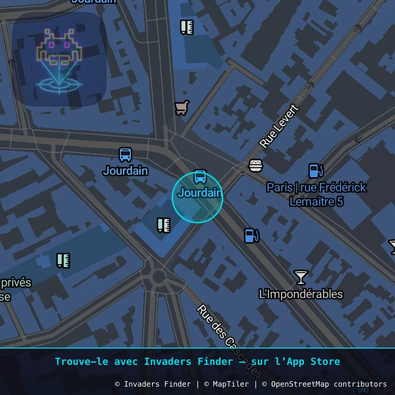 Zone approximative de l'invader PA_577, dans le quartier 20e arrondissement de Paris à Paris. Emplacement exact disponible dans l'app Invaders Finder.