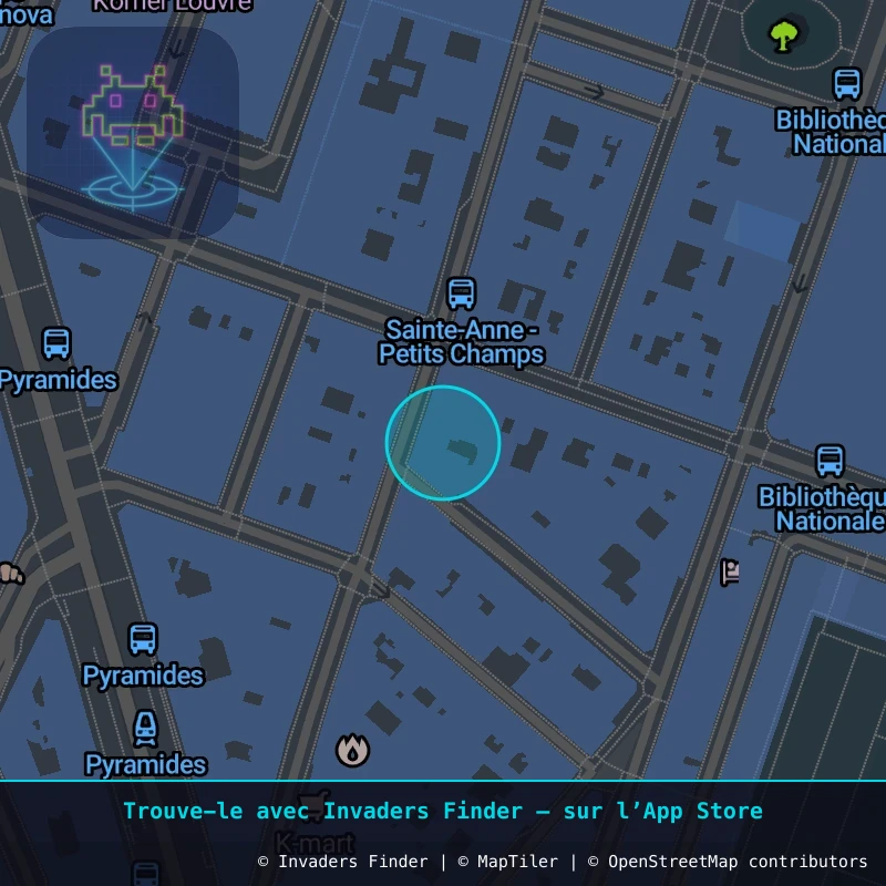 Zone approximative de l'invader PA_582, dans le quartier 1er arrondissement de Paris à Paris. Emplacement exact disponible dans l'app Invaders Finder.