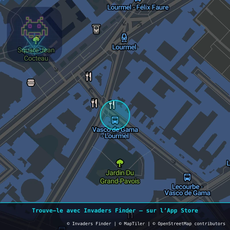 Approximate area of invader PA_595, in the 15th arrondissement, Paris area of Paris. Exact location available in the Invaders Finder app.