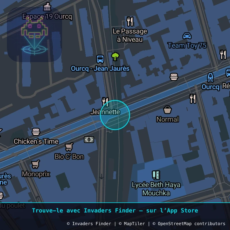 Zone approximative de l'invader PA_599, dans le quartier 19e arrondissement de Paris à Paris. Emplacement exact disponible dans l'app Invaders Finder.
