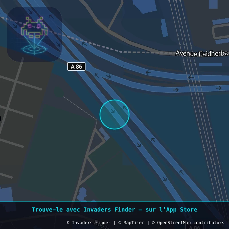 Zone approximative de l'invader PA_601, dans le quartier Paris métropolitain (PA94) à Paris. Emplacement exact disponible dans l'app Invaders Finder.