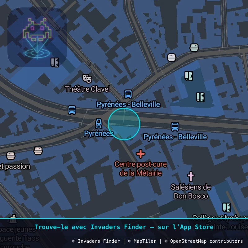 Zone approximative de l'invader PA_602, dans le quartier 20e arrondissement de Paris à Paris. Emplacement exact disponible dans l'app Invaders Finder.