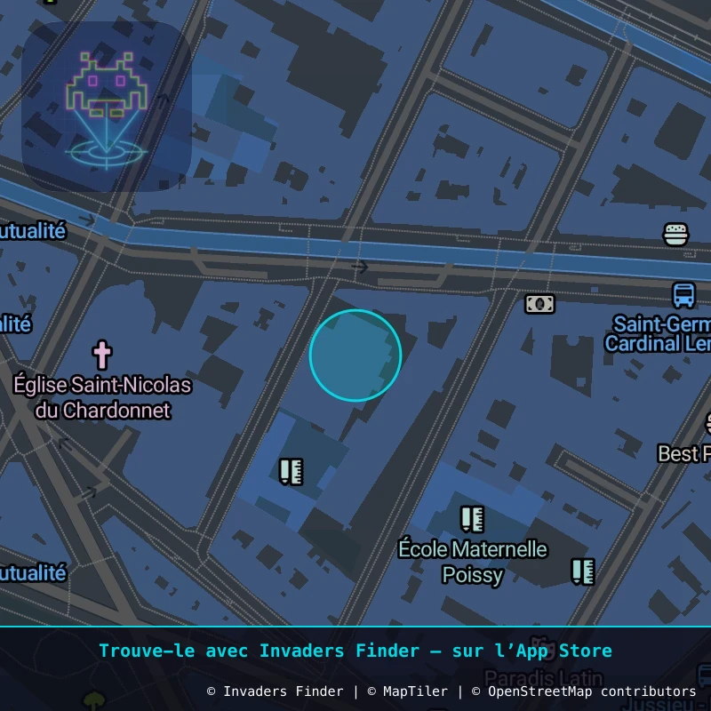 Zone approximative de l'invader PA_603, dans le quartier 5e arrondissement de Paris à Paris. Emplacement exact disponible dans l'app Invaders Finder.