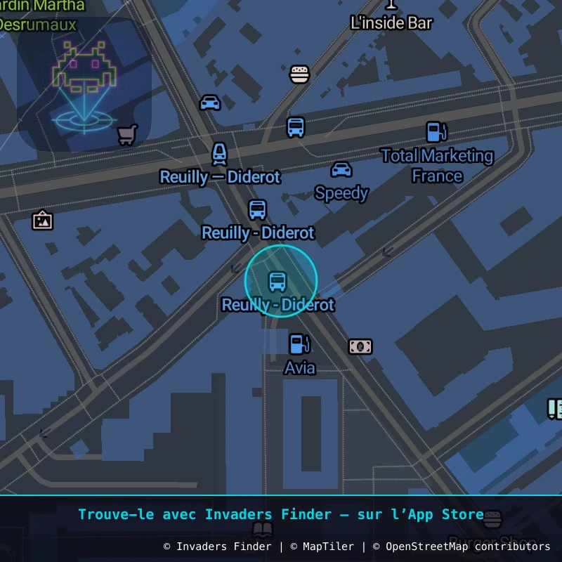 Zone approximative de l'invader PA_604, dans le quartier 12e arrondissement de Paris à Paris. Emplacement exact disponible dans l'app Invaders Finder.