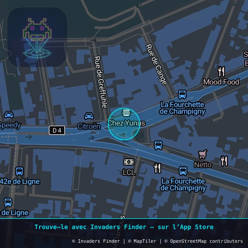 Zone approximative de l'invader PA_608, dans le quartier Paris métropolitain (PA94) à Paris. Emplacement exact disponible dans l'app Invaders Finder.