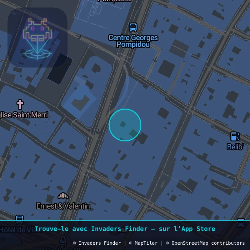 Zone approximative de l'invader PA_612, dans le quartier 4e arrondissement de Paris à Paris. Emplacement exact disponible dans l'app Invaders Finder.