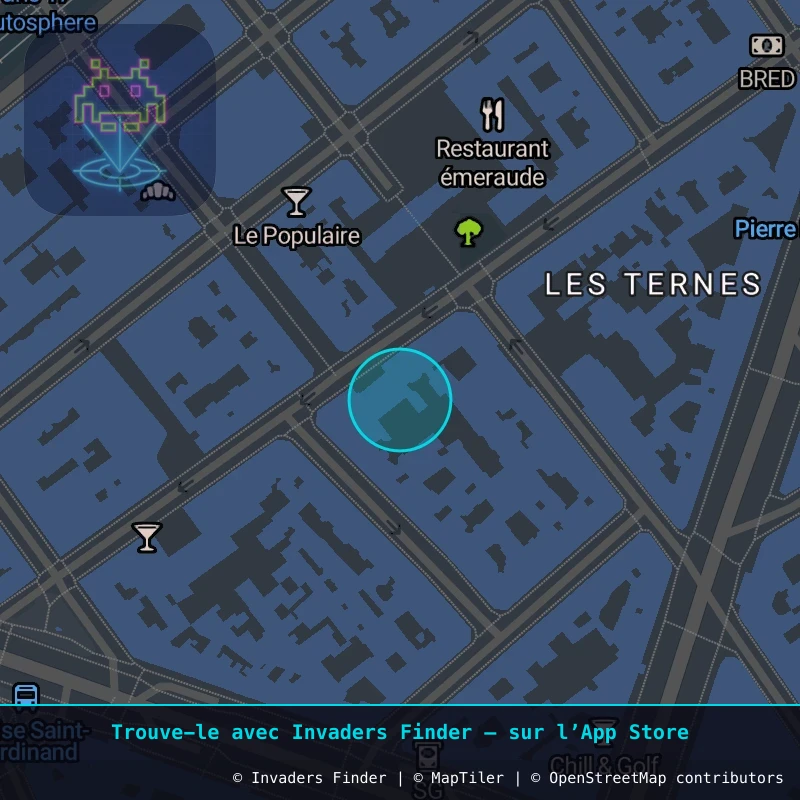 Zone approximative de l'invader PA_617, dans le quartier 17e arrondissement de Paris à Paris. Emplacement exact disponible dans l'app Invaders Finder.