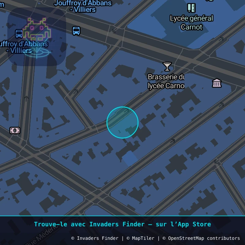 Zone approximative de l'invader PA_619, dans le quartier 17e arrondissement de Paris à Paris. Emplacement exact disponible dans l'app Invaders Finder.