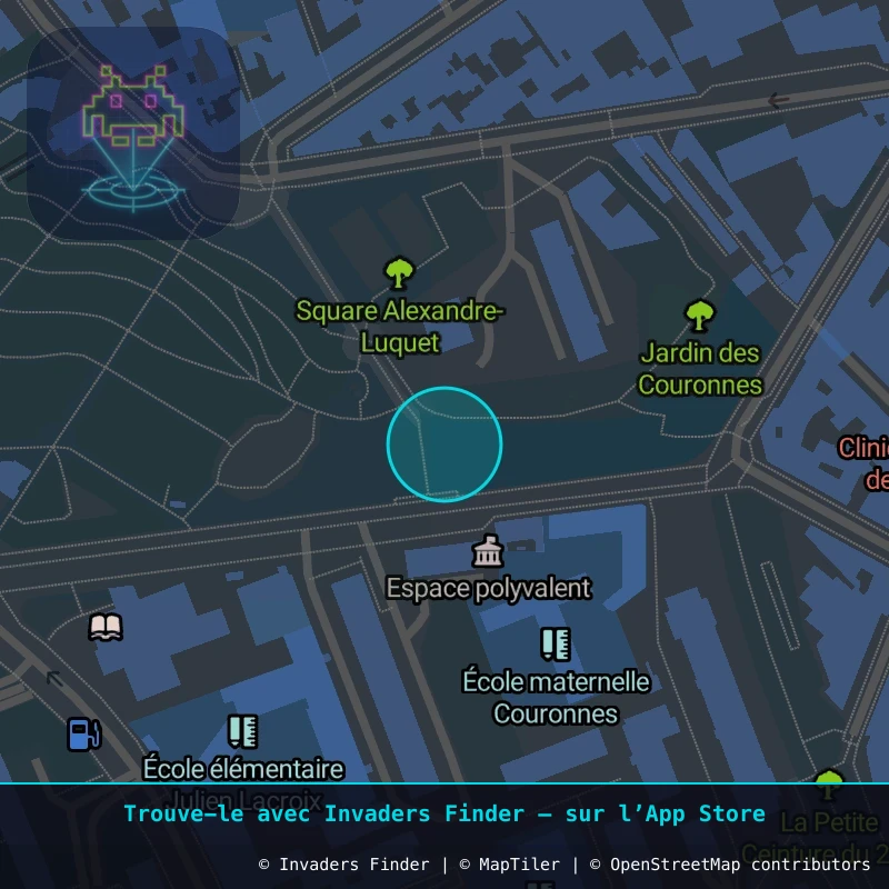 Zone approximative de l'invader PA_620, dans le quartier 20e arrondissement de Paris à Paris. Emplacement exact disponible dans l'app Invaders Finder.
