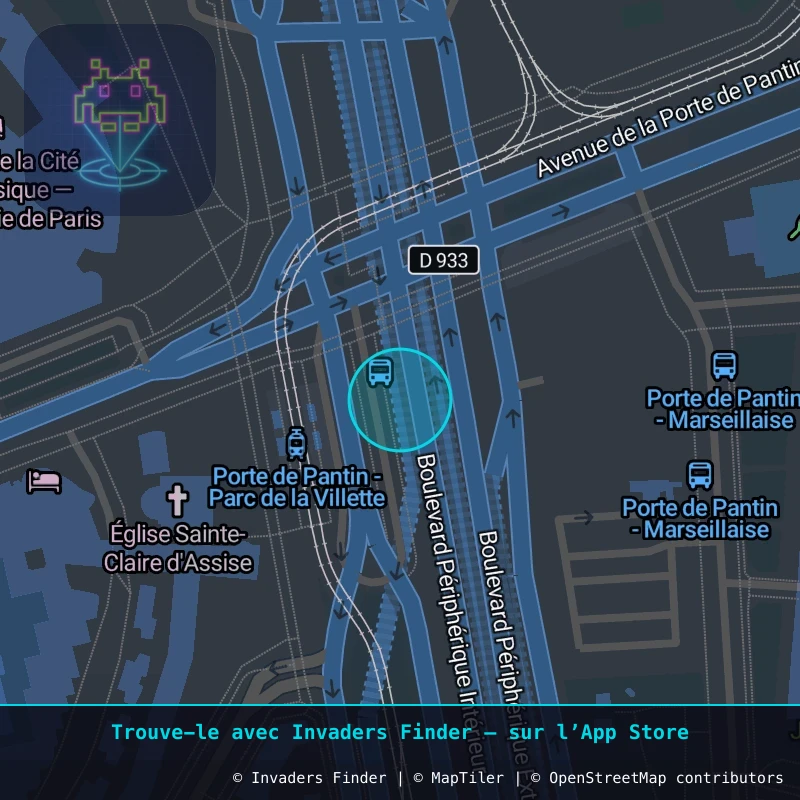 Zone approximative de l'invader PA_621, dans le quartier 19e arrondissement de Paris à Paris. Emplacement exact disponible dans l'app Invaders Finder.
