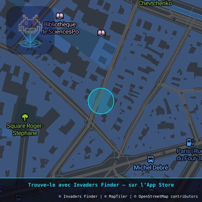 Zone approximative de l'invader PA_625, dans le quartier 6e arrondissement de Paris à Paris. Emplacement exact disponible dans l'app Invaders Finder.