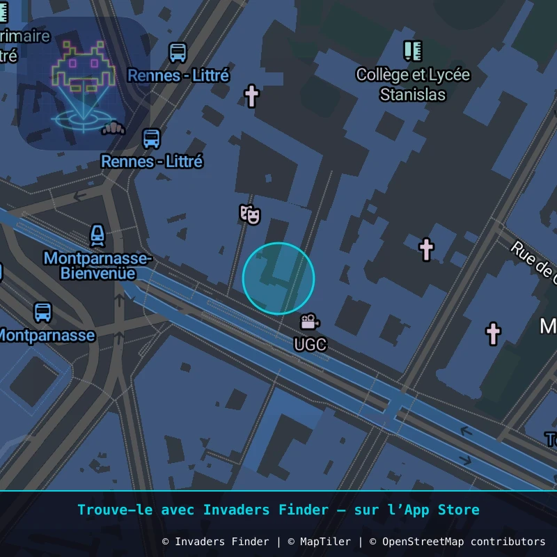 Zone approximative de l'invader PA_629, dans le quartier 6e arrondissement de Paris à Paris. Emplacement exact disponible dans l'app Invaders Finder.