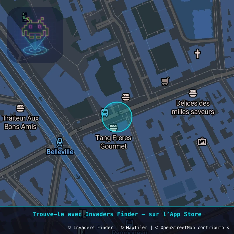 Zone approximative de l'invader PA_632, dans le quartier 20e arrondissement de Paris à Paris. Emplacement exact disponible dans l'app Invaders Finder.