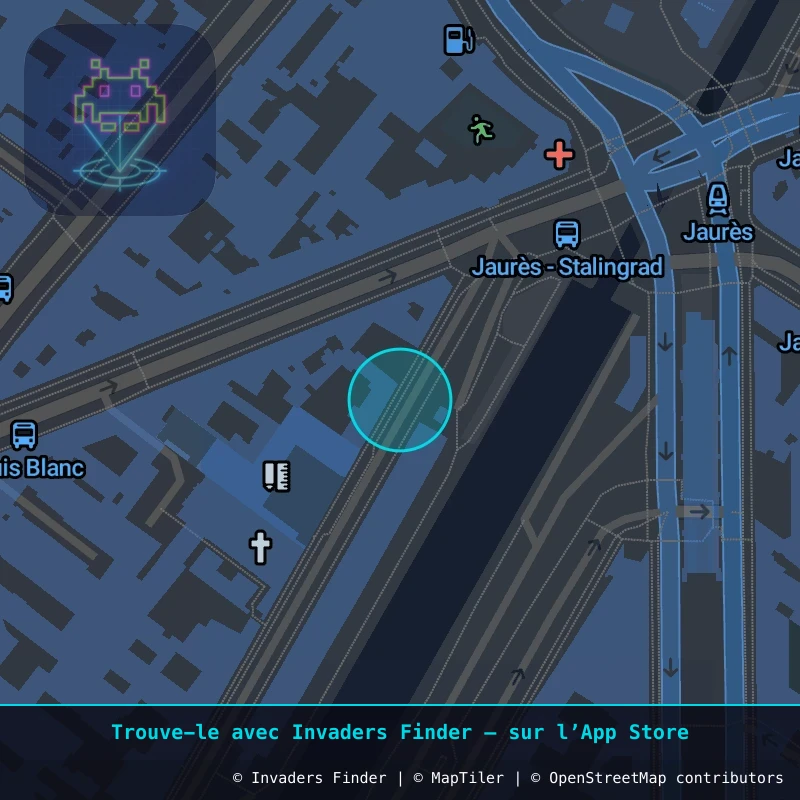 Zone approximative de l'invader PA_633, dans le quartier 10e arrondissement de Paris à Paris. Emplacement exact disponible dans l'app Invaders Finder.