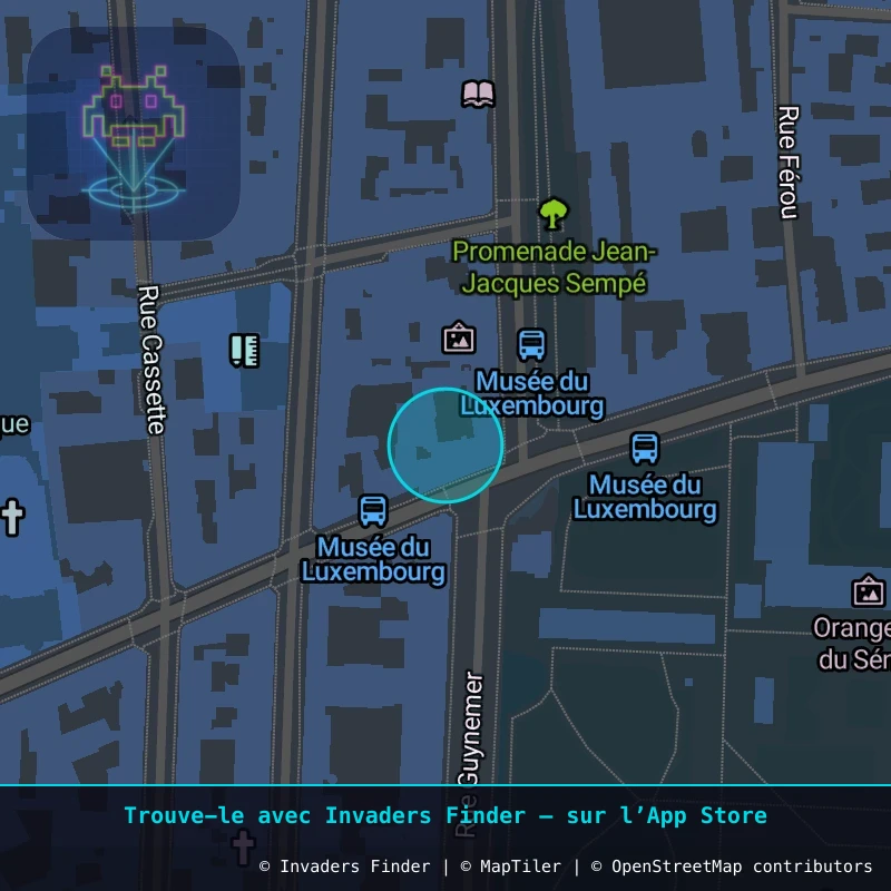 Zone approximative de l'invader PA_635, dans le quartier 6e arrondissement de Paris à Paris. Emplacement exact disponible dans l'app Invaders Finder.