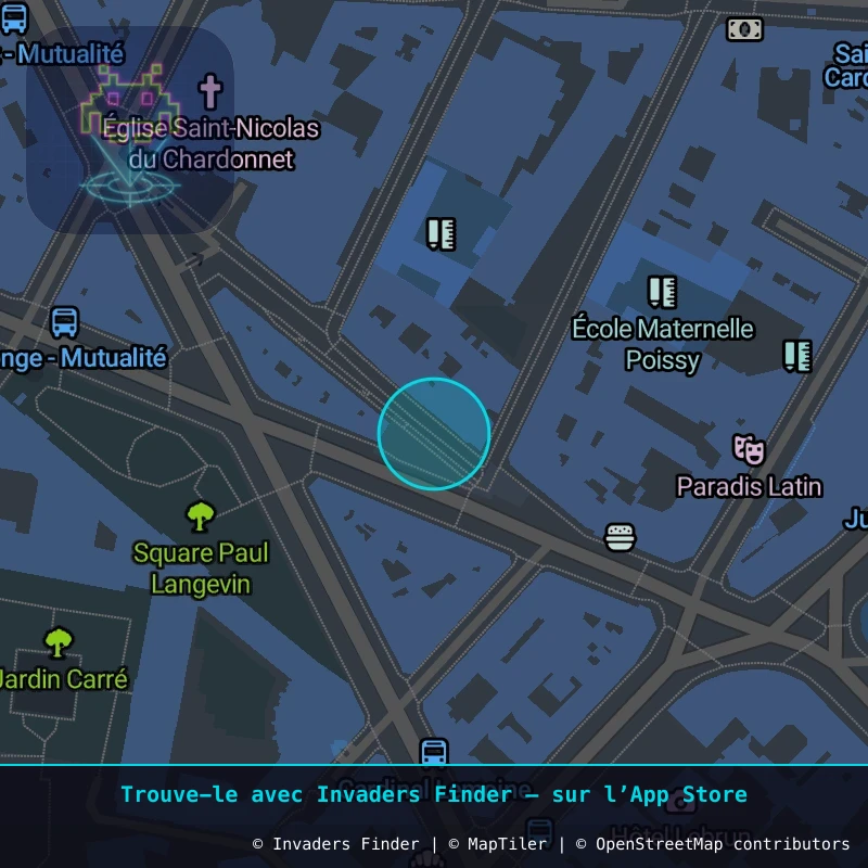 Zone approximative de l'invader PA_636, dans le quartier 5e arrondissement de Paris à Paris. Emplacement exact disponible dans l'app Invaders Finder.