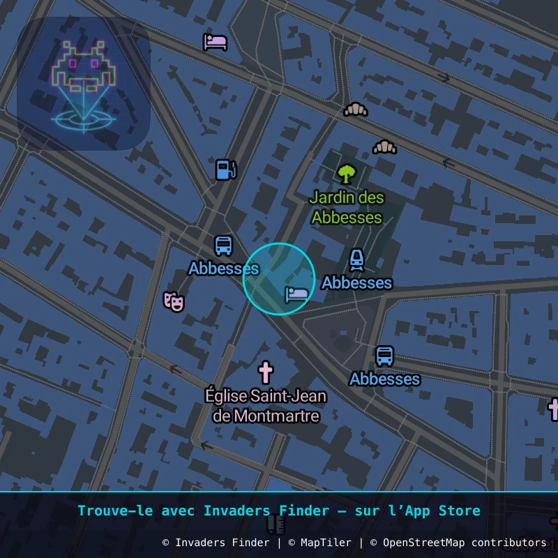 Zone approximative de l'invader PA_643, dans le quartier 18e arrondissement de Paris à Paris. Emplacement exact disponible dans l'app Invaders Finder.
