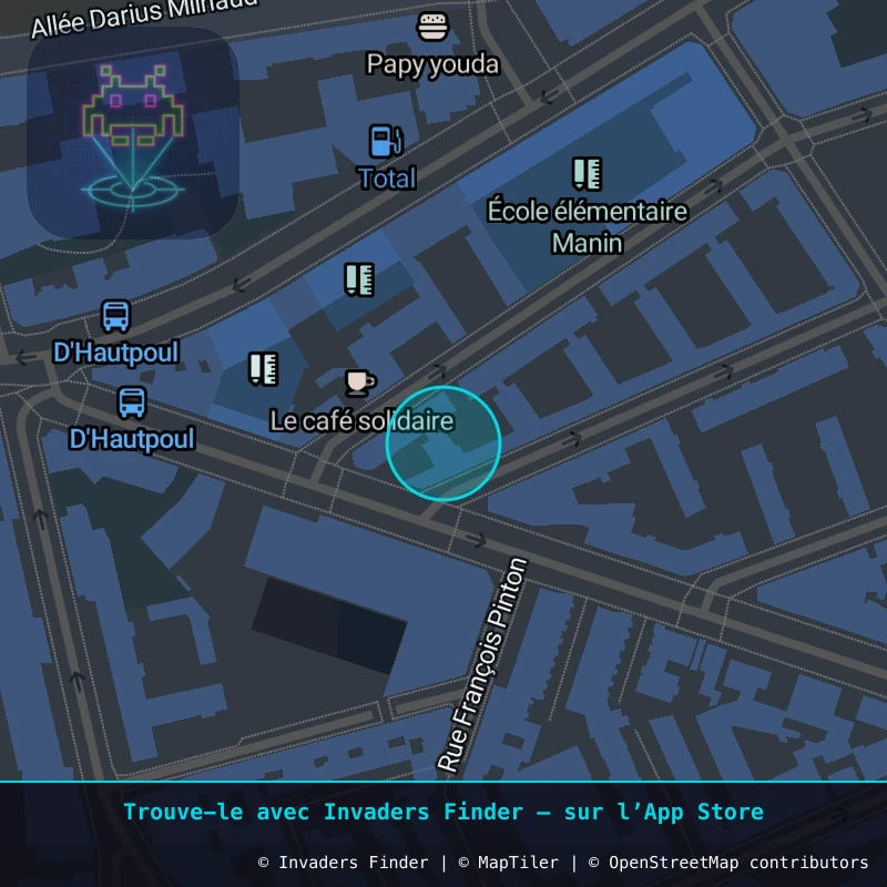 Zone approximative de l'invader PA_649, dans le quartier 19e arrondissement de Paris à Paris. Emplacement exact disponible dans l'app Invaders Finder.