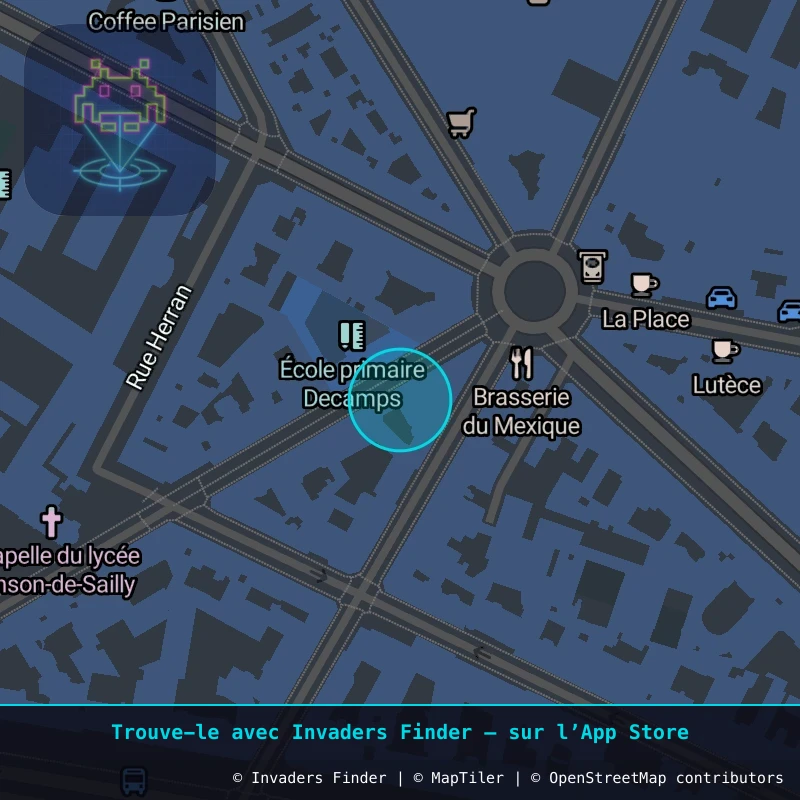 Zone approximative de l'invader PA_652, dans le quartier 16e arrondissement de Paris à Paris. Emplacement exact disponible dans l'app Invaders Finder.