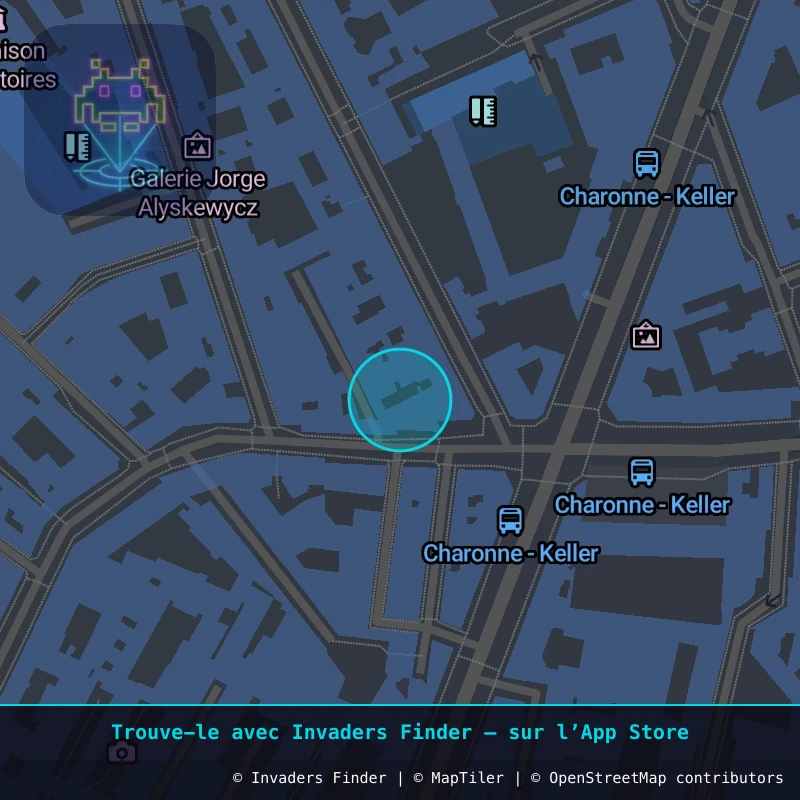 Zone approximative de l'invader PA_654, dans le quartier 11e arrondissement de Paris à Paris. Emplacement exact disponible dans l'app Invaders Finder.