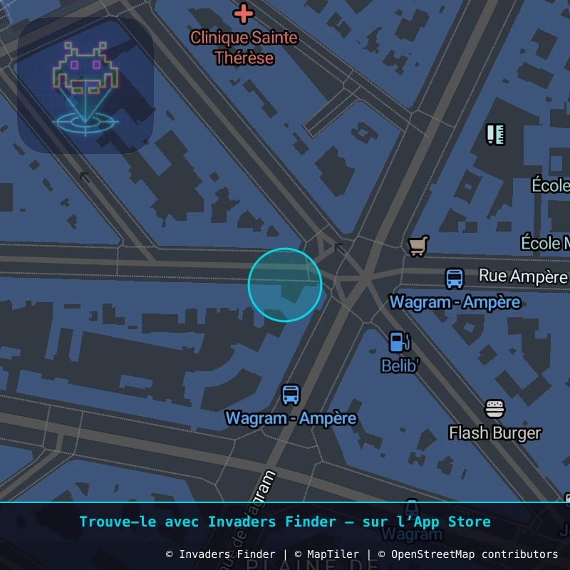 Zone approximative de l'invader PA_661, dans le quartier 17e arrondissement de Paris à Paris. Emplacement exact disponible dans l'app Invaders Finder.
